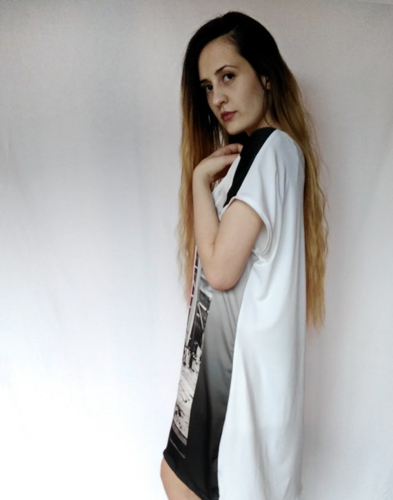 loose fitting t shirt dress Mantis Ladies Loose Fit T-Shirt Dress (garment & printing / M99) – Pierre  Cochon main image 1