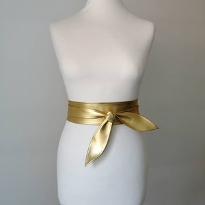 Leather Obi Belt Gold White Wedding Sash Women's Wrap Belt - Etsy