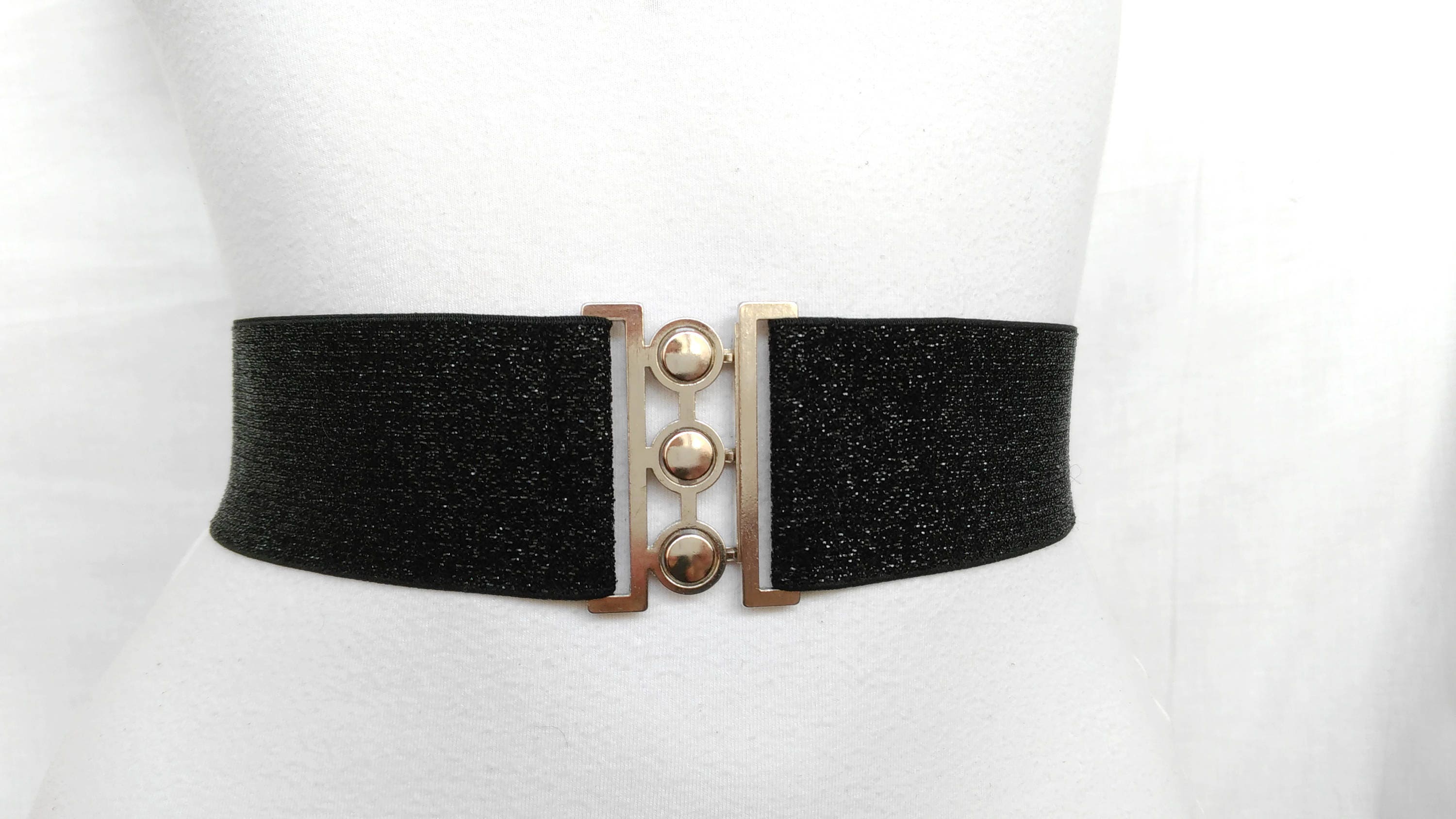 Black Glitter stretch belt 2 Sparkling Waist cincher Etsy