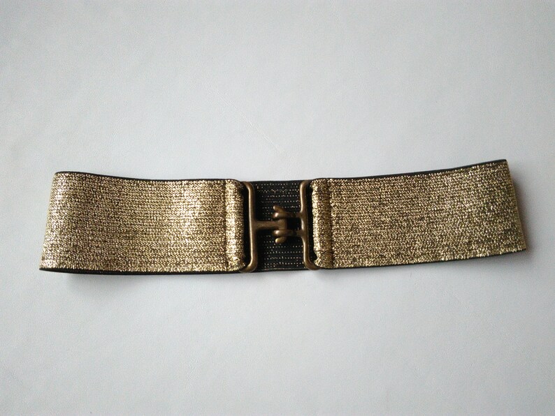 Gold Stretch belt Waist cincher elastic belt Statement Etsy