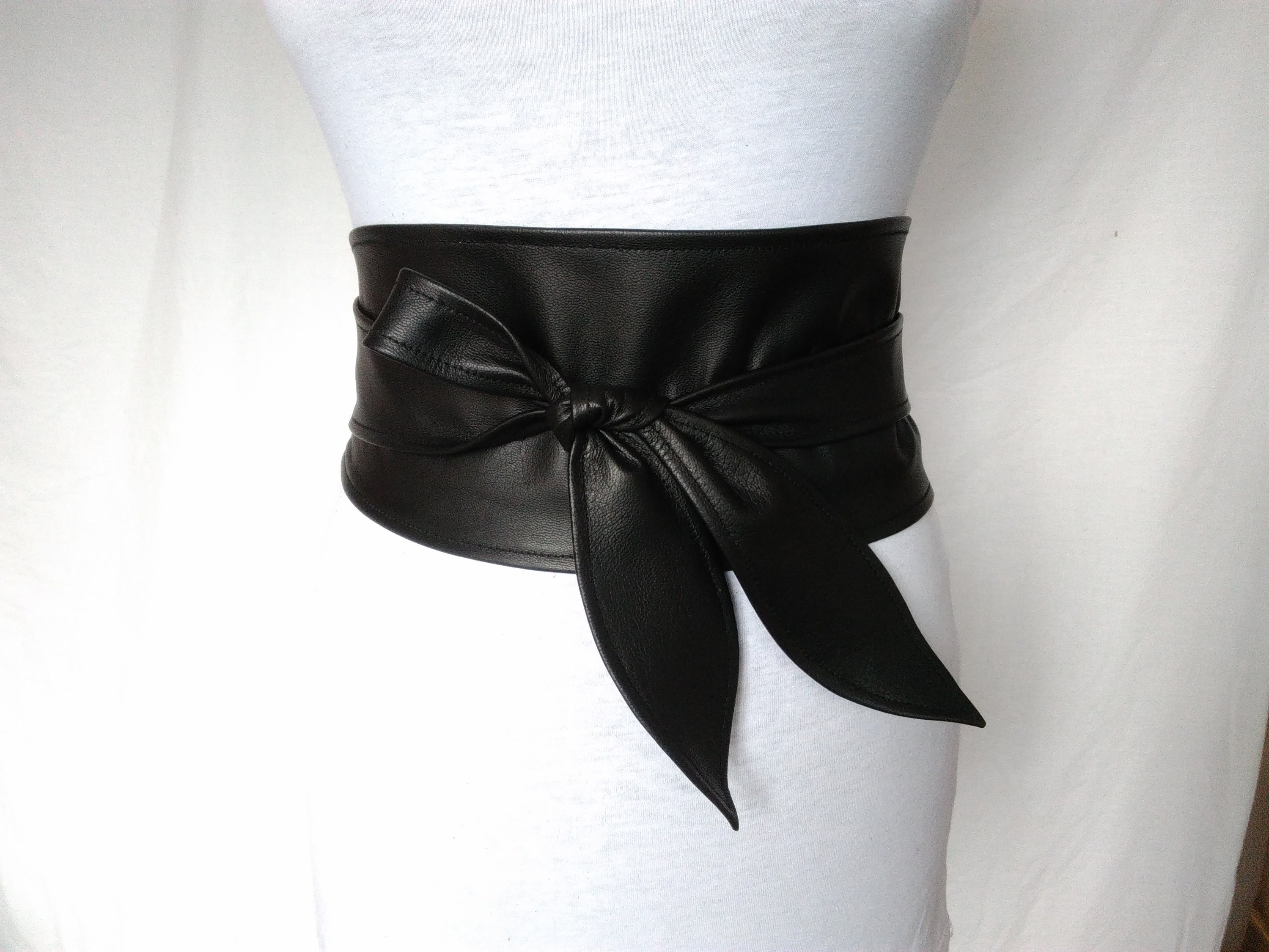 Black Wide Leather Wrap Belt Obi Belt Wedding Women's Belt Etsy