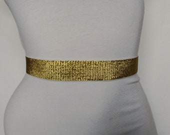 Gold Glitter Wide Elastic Waist Belt With Shiny Gold Clasp  display picture 2