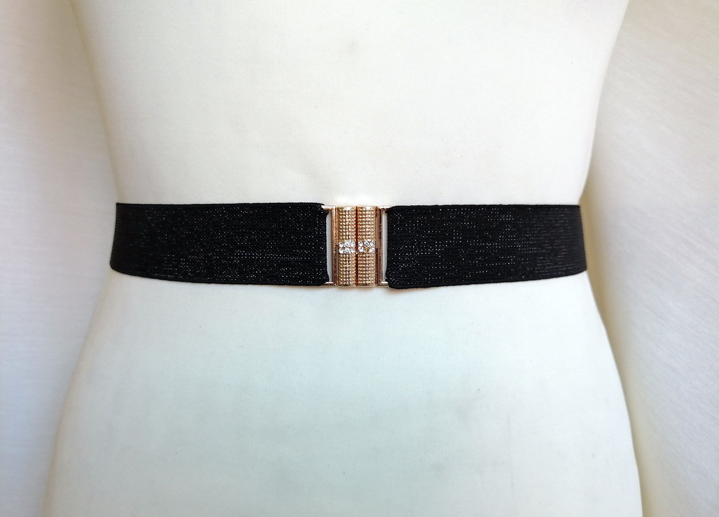 8236 Wide Elastic Belt Women Sparkle Rhinestone Buckle Stretchy Waist Women main image 2