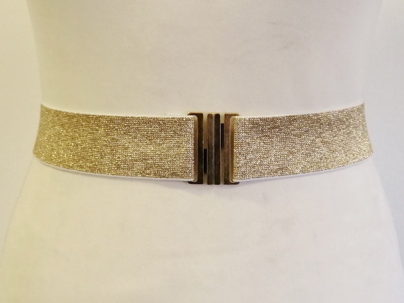 Women's Belt Silver Stretch Waist cinched belt Glitter Wedding Elastic belt image 10