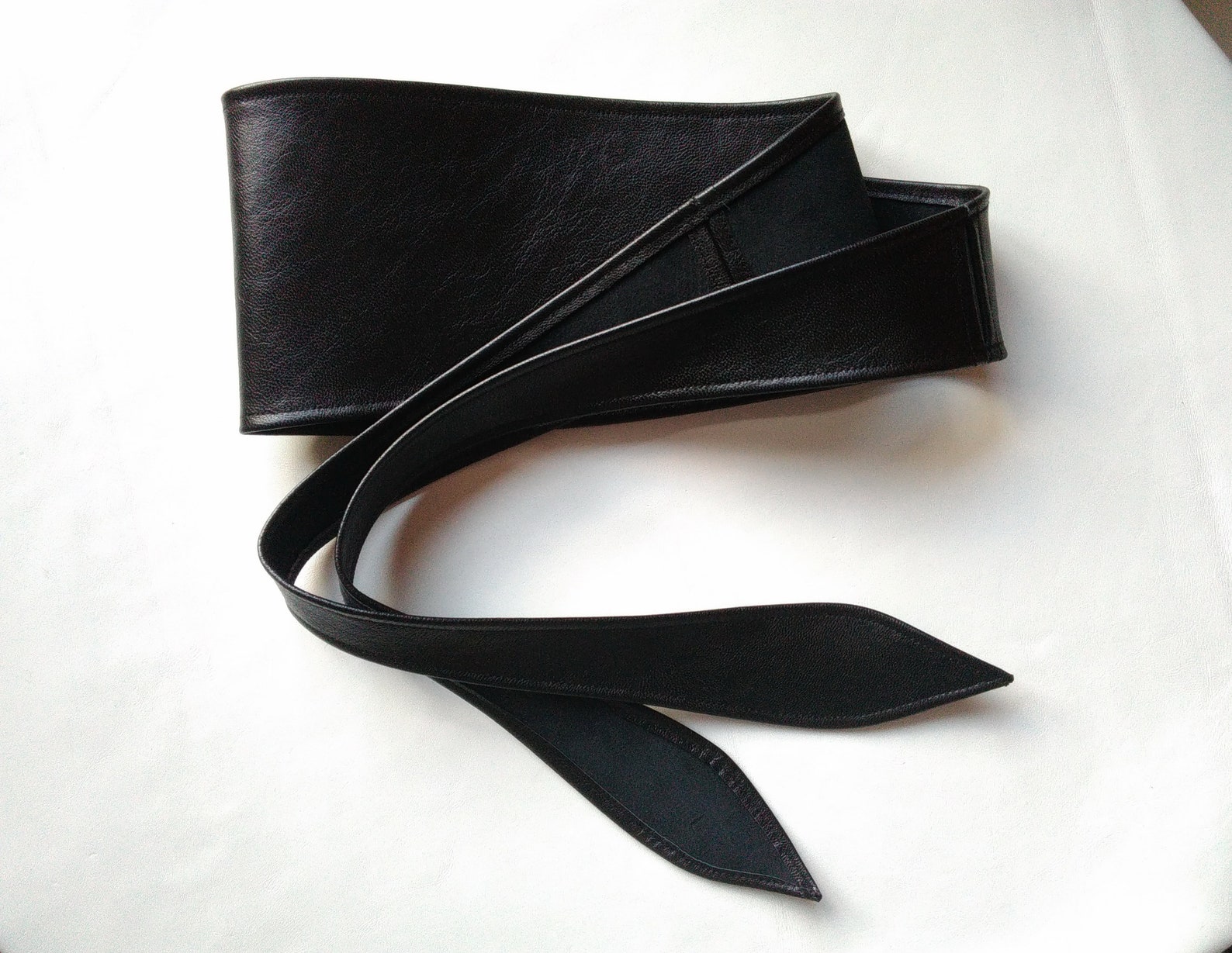 Black Leather Obi Belt Women's Wrap Belt Etsy