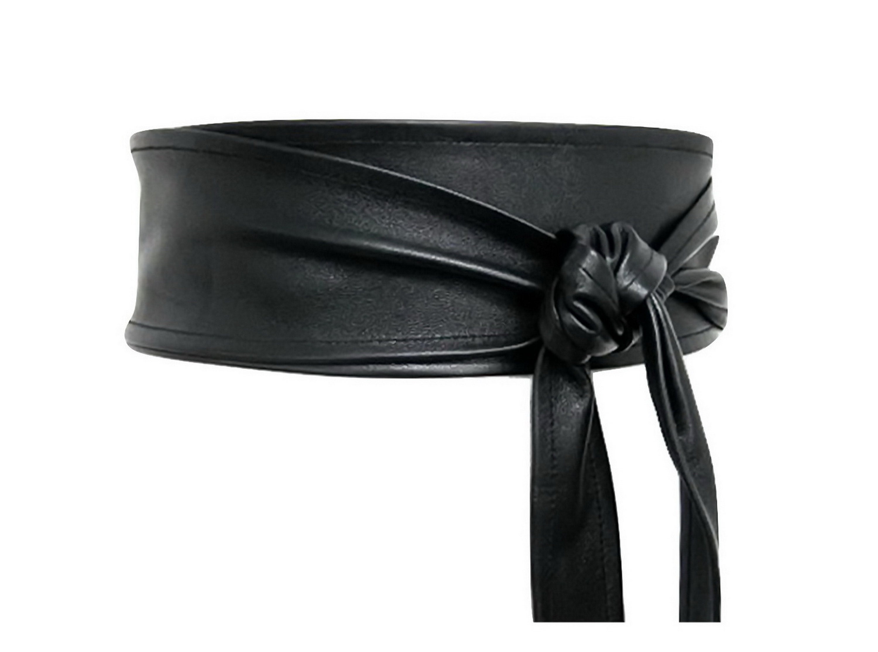 Black Leather Obi belt Women's wrap belt 2.5 Waist | Etsy
