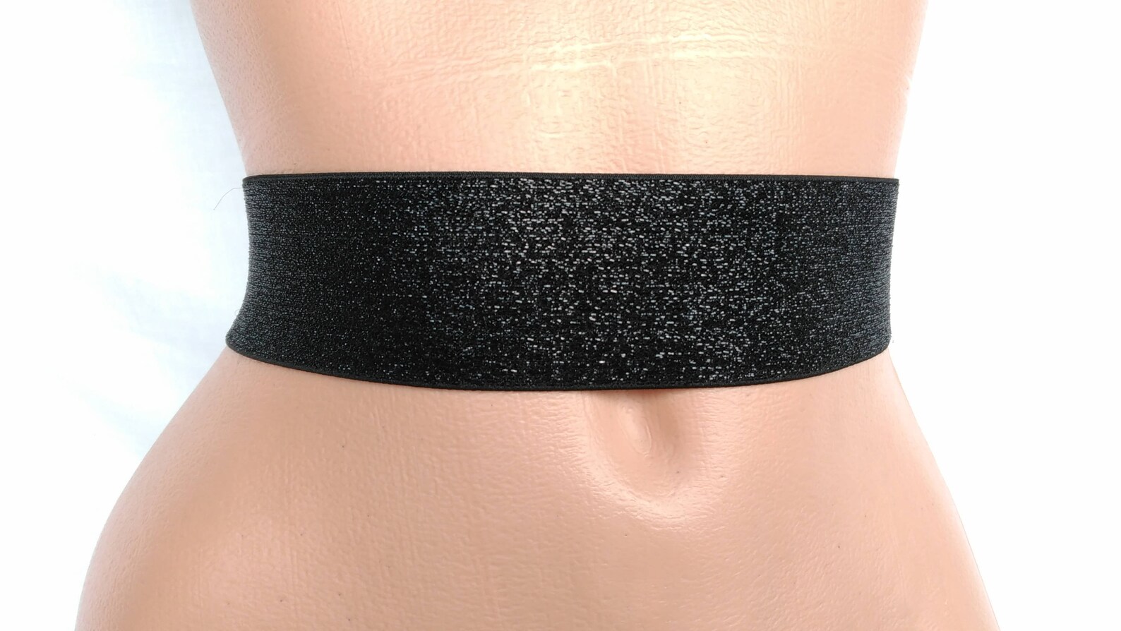 Black Glitter Stretch Belt 2 Sparkling Waist Cincher Etsy