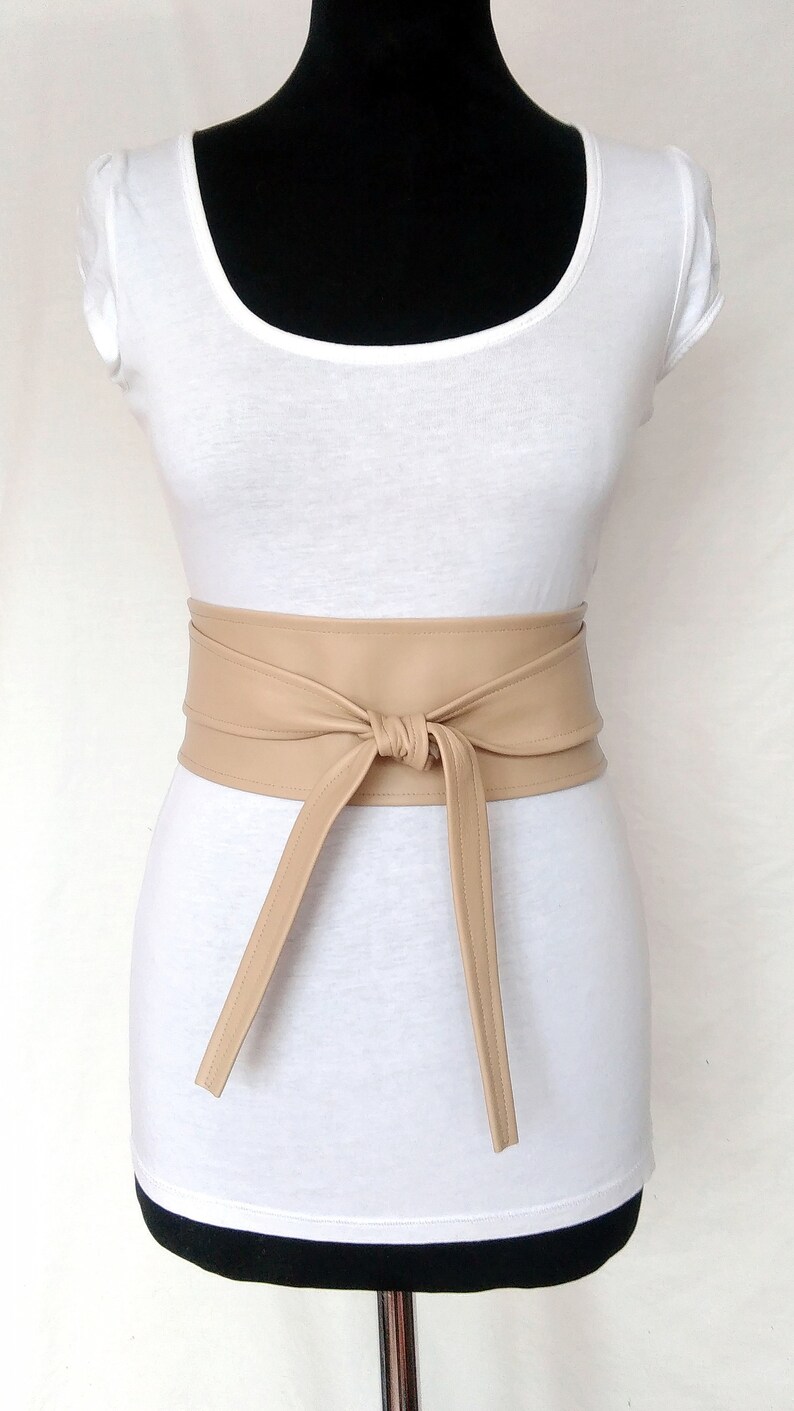 Cream Obi belt Leather belt Women's belt Nude tan Wide Etsy