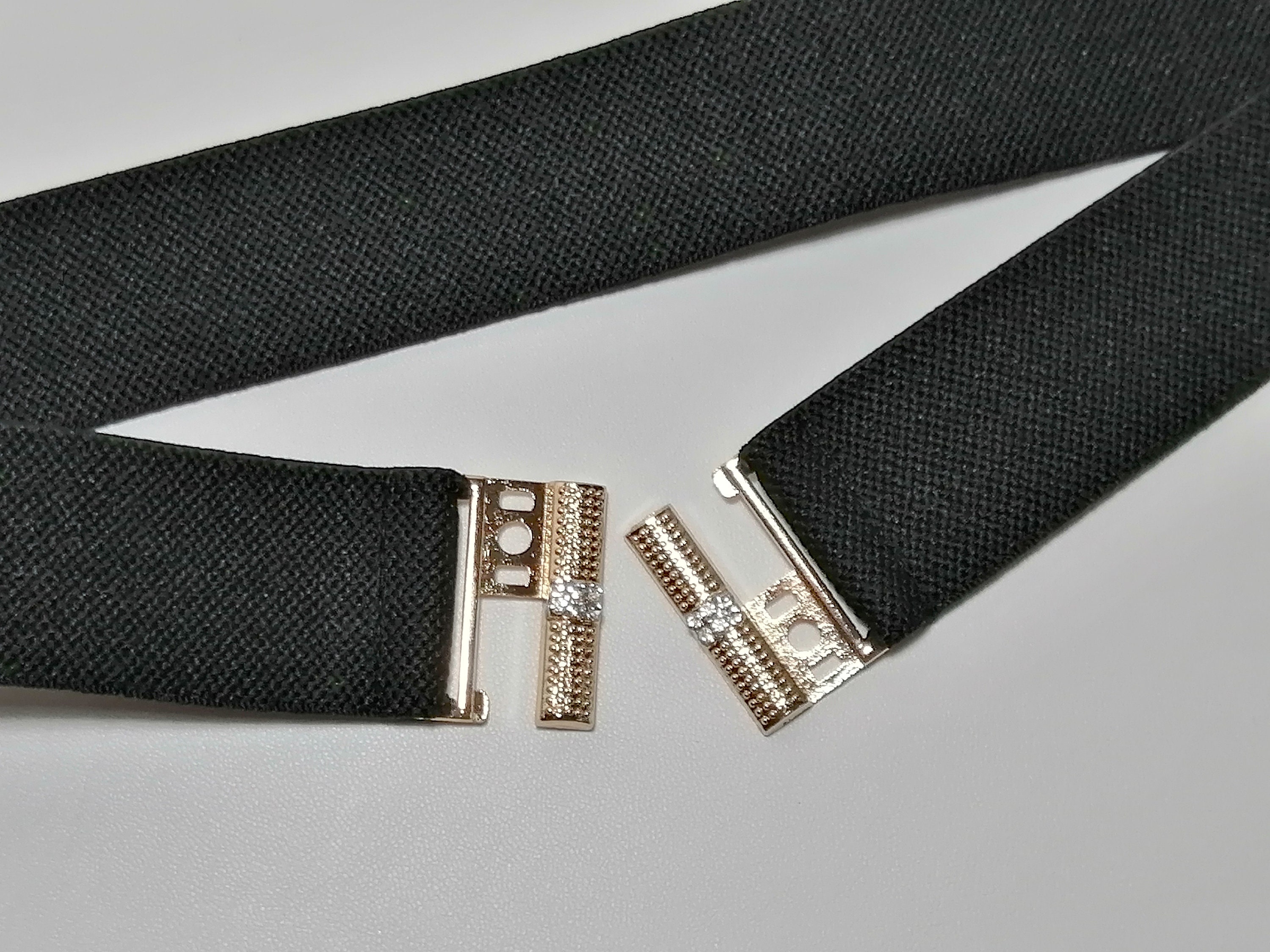 Belt with gold buckle Navy blue stretch Women's Skinny Etsy