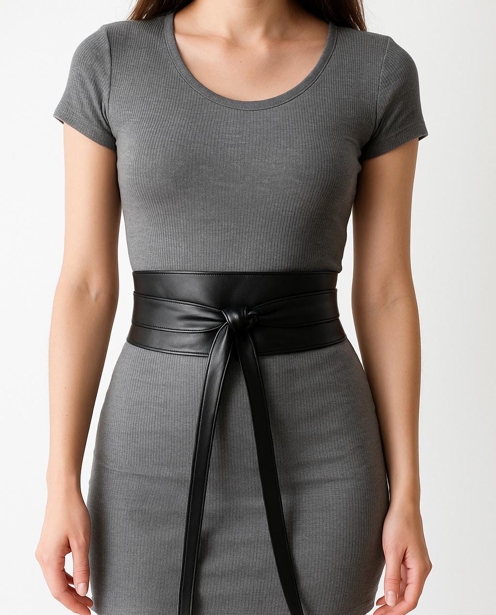 Women's Belt Black Leather Belt Obi Belt Wrap Plus Size Available