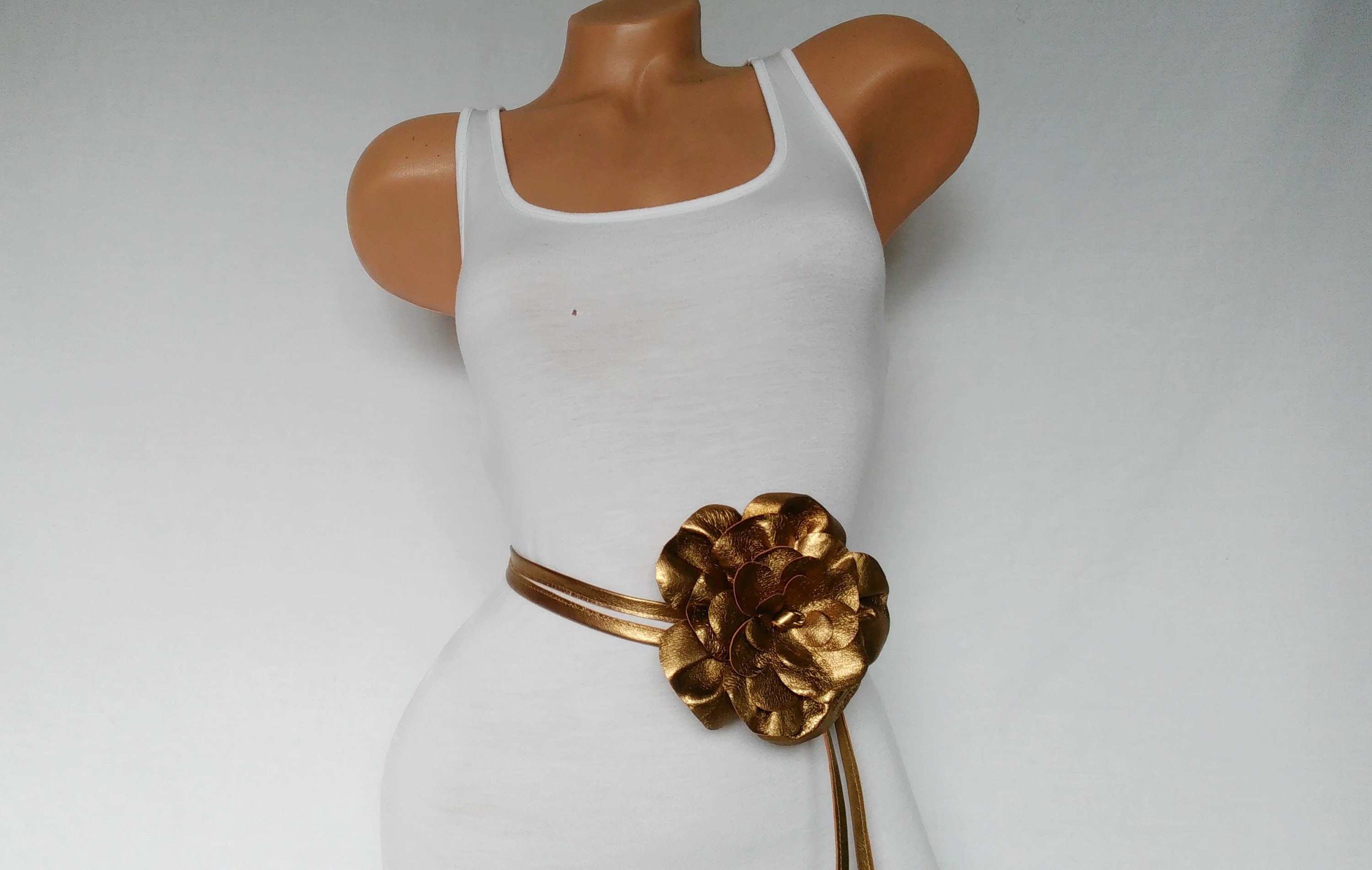 Wedding Flower Belt Bronze Flower Corsage Belt Bridal Dress Etsy