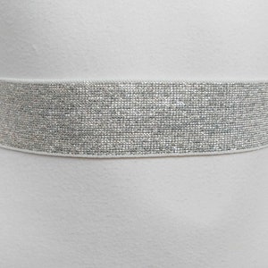 Women's Belt Silver Stretch Waist cinched belt Glitter Wedding Elastic belt image 4
