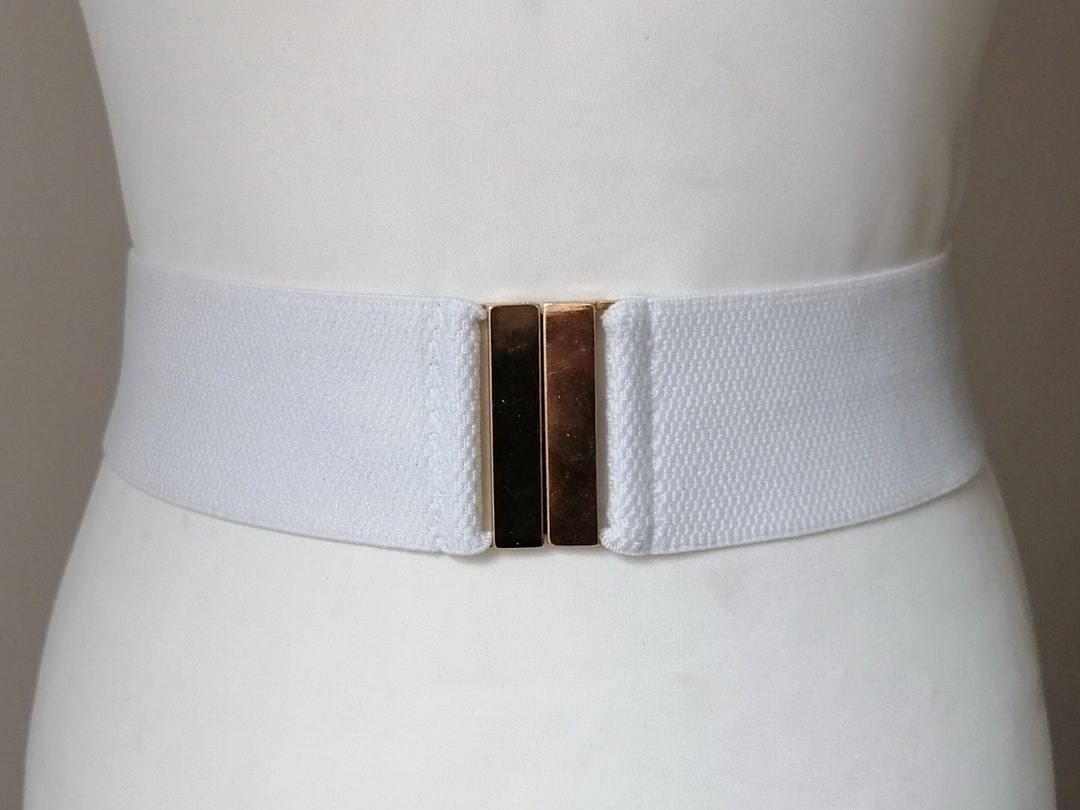 Fashion Wide Waist Belt Elastic Stretch Cinch Belts With Interlock Buckle White INSPIRE CHIC Women main image 3