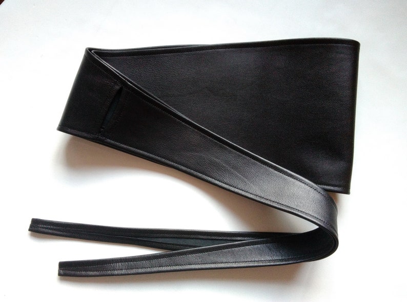 Obi belt Black leather Under bust Corset style wrap belt | Etsy