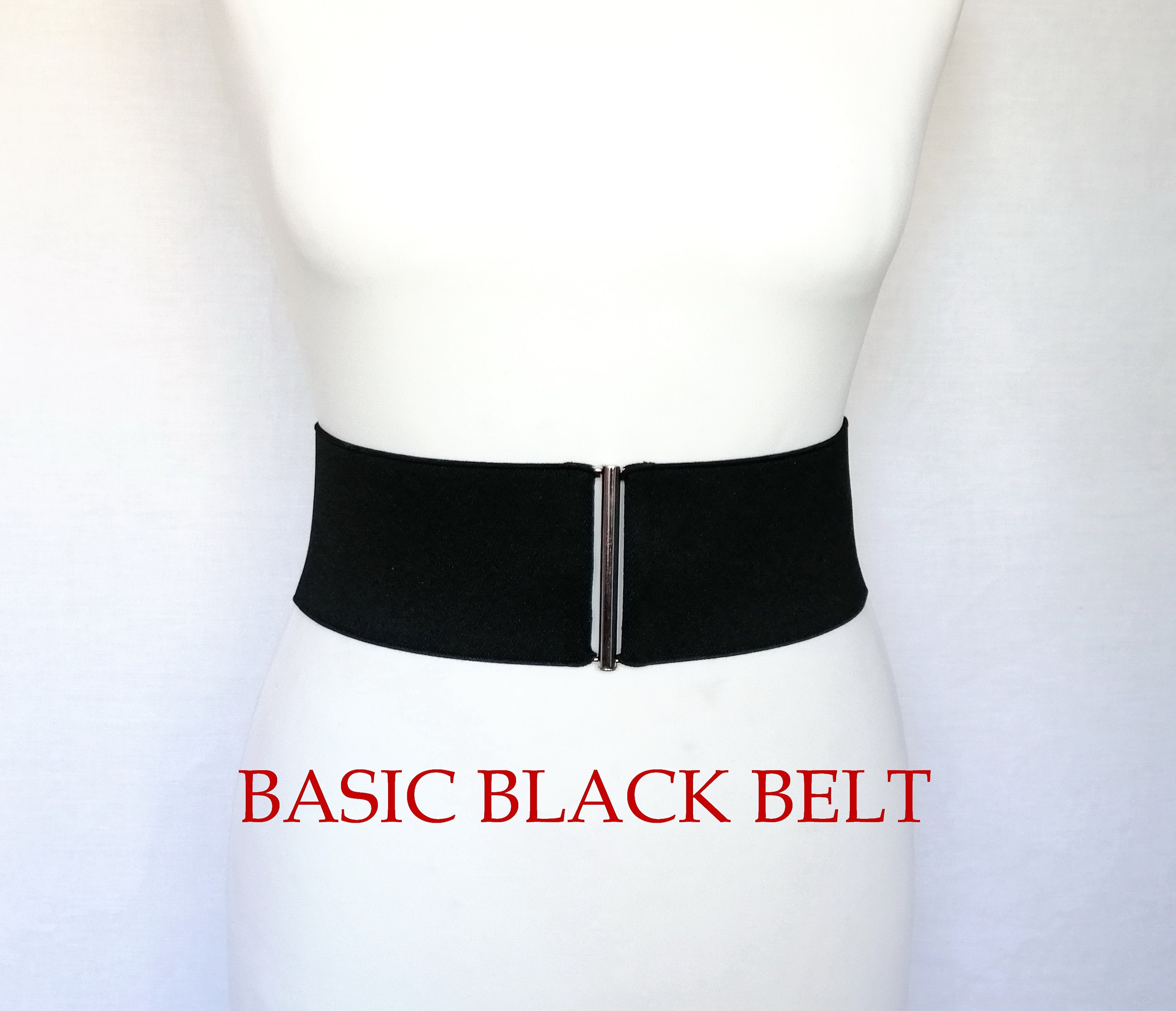 Wide Black Stretch Belt Basic Elastic 