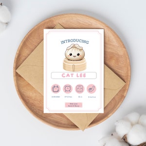 Tarjeta de anuncio de Little Dumpling, plantilla de anuncio de nacimiento de niña, bebé Dim Sum, anuncio de embarazo en redes sociales, plantilla de Canva