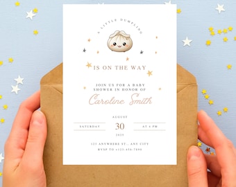 Sjabloon uitnodiging babyshower kleine knoedel: digitale aankondiging (5 x 7 en 8,5 x 11) canvasdoek