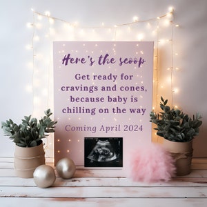 Ice Cream Pregnancy Announcement: Social Media Baby Reveal (Digital Download)