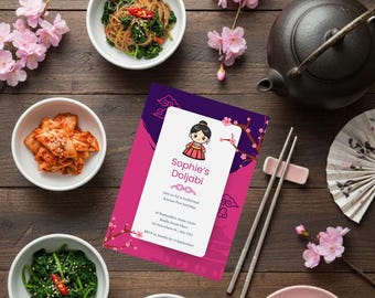 Korean Doljabi Birthday Invitation: Editable Hanbok Evite (Digital Download), Kpop Demon Hunter Theme Birthday Party, Editable Template