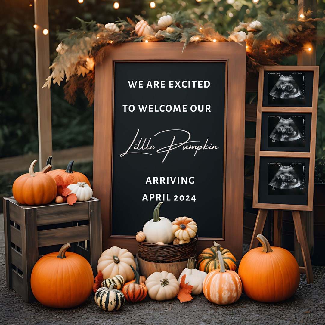 Pumpkin Pregnancy Announcement: Fall Social Media Reveal (digital ...