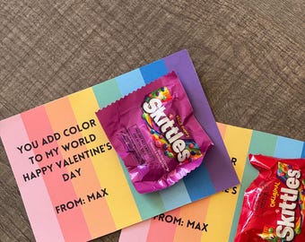 Tarjeta imprimible de San Valentín con unicornio arcoíris: Regalos para el aula infantil (descarga digital)