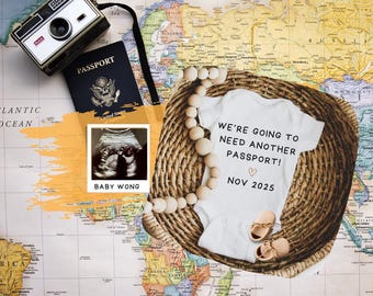Travel Passport Baby Announcement: Gender Neutral Reveal (Digital Download)