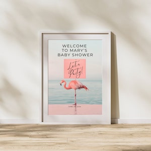 Personalized Flamingo Baby Shower Welcome Sign (Digital Download)