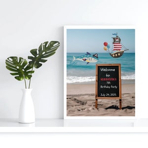 Letrero de bienvenida de cumpleaños personalizado de Baby Shark (descarga digital)
