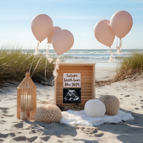 Boho Beach Digital Pregnancy Announcement / Summer Baby Announcement / Beach Baby / Beach Pregnancy / Social media Facebook Instagram