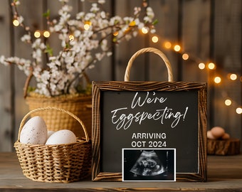 Farmhouse Easter Spring Digital Pregnancy Announcement / Easter Baby Announcement / Social Media Instagram, Easter Decor, Digital Home Print