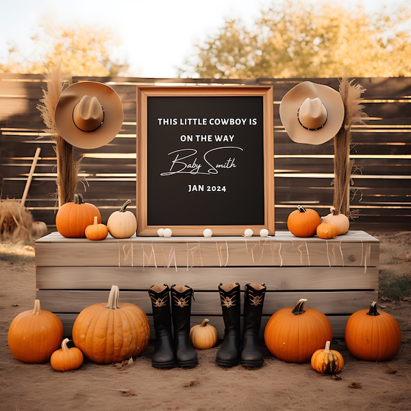 Western Pregnancy Announcement Social Media Reveal, Cowboy Cowgirl Boots Pumpkin Baby Announcement Girl, Gender Reveal, Twins Announcement