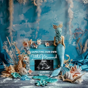 Vintage Mermaid Pregnancy Announcement: Under the Sea Baby Reveal (Digital File)