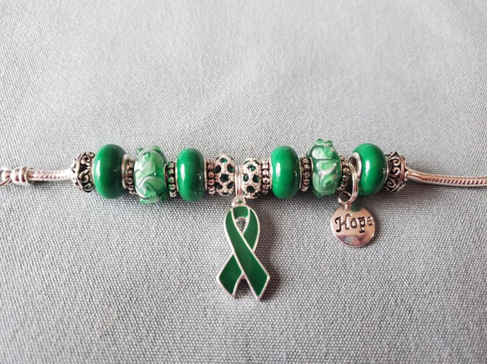 Green Awareness Charm Bracelets Etsy UK
