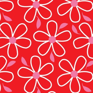 Quilt Camp - Flowers on Red - Sold by the Half Yard