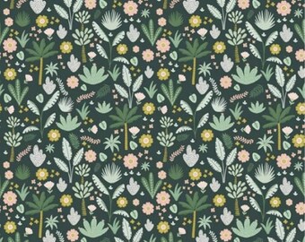 Hibiscus Foliage Cotton Fabric - Hunter Green Riley Blake, Half Yard