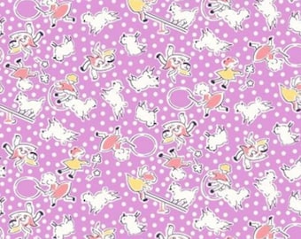 Mother Goose Nursery Rhyme Fabric: 1930s Lavender Cotton (Half Yard)