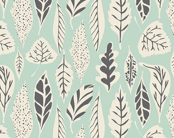 Hello Bear - Leaflet Eucalyptus - Art Gallery Fabrics - Bonnie Christine - Sold by the Half Yard