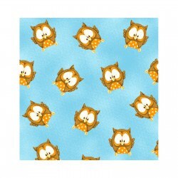 ABC 123 by Henry Glass - Owls on Blue Background by the Half Yard