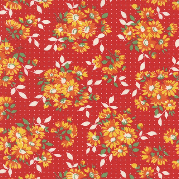 Bread & Butter Red Floral Main - Moda - Sold by the half yard