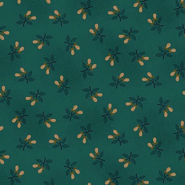 Gratitude & Grace - Kim Diehl for Henry Glass Fabrics -Teal Floral - Sold by the half yard