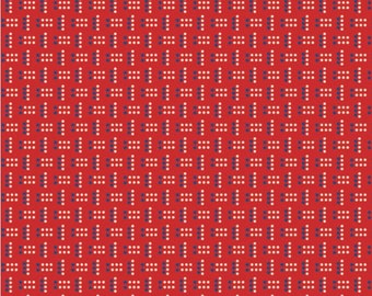 Harlow - Reproduction style - Geo Dots Dark Coral - Sold by the Half Yard