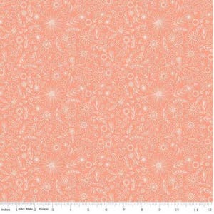 Homemade Outlined Flowers Coral Blender - Echo Park Paper Co for Riley Blake Fabrics - Sold by the Half Yard