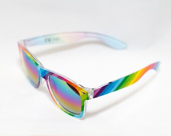 Double Rainbow Sunglasses - Pride Festival Glasses - Rainbow Lens Sunglass - LGBTQIA