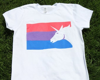 Bisexual Flag Unicorn T-Shirt - Custom Size