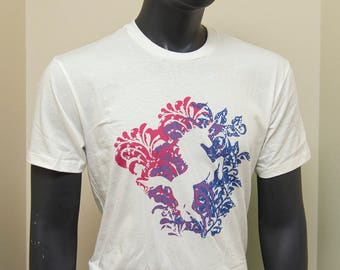 Bisexual Pride Unicorn Floral Explosion T-Shirt - Women Men Gay Pride Awareness Tshirt - Bi Flag Tee Pink Purple Blue BiPride