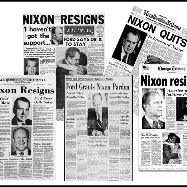 Mini NIXON WATERGATE  1974 newspaper  Dollhouse mini 1/6  1/12   1/24   1/48  playscale