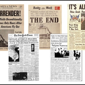 Mini VIETNAM WAR 1973 newspaper  Dollhouse mini 1/6  1/12   1/24   1/48  playscale
