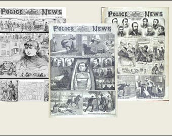 3  Miniature  vintage    &#39;Jack the Ripper&#39;  Victorian  NEWSPAPERS  -  Dollhouse miniature 1/6   1/12   1/24   1/48   playscale