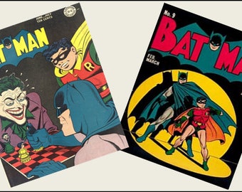 2 Miniature vintage style 'BAT-MAN'  COMICS  -  Dollhouse 1/3 ......1/6 ... 1/12 ... 1/24 ..1/48  Playscale miniature accessory