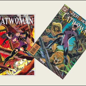 2 Miniature vintage &#39;CATWOMAN&#39; COMICS - Puppenhaus 1/3 ......1/6 ... 1/12 ... 1/24 ..1/48 Playscale Miniatur zubehör